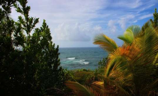 Overzicht op eiland in de Caribbean